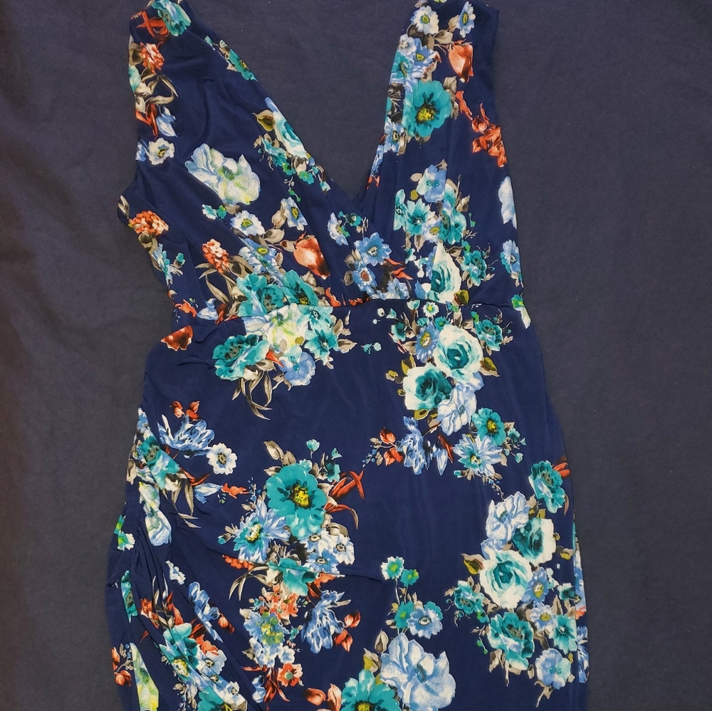 Plus Size Low Cut V Front & Back Dress with Slit